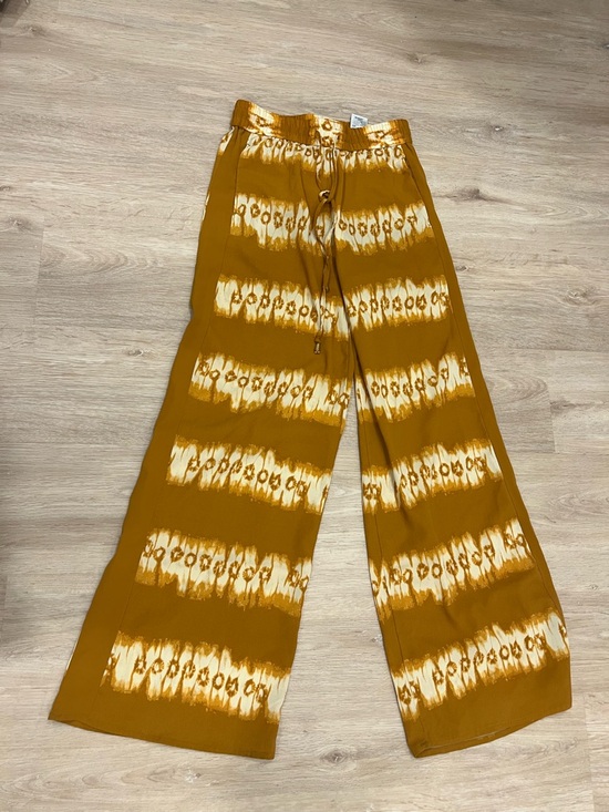 H&M Pants - H&M Mustard Yellow and White Tie-Dye Wide Leg Pants